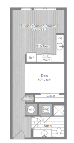 Floor plan for studio, 1 bath, 540 sqft